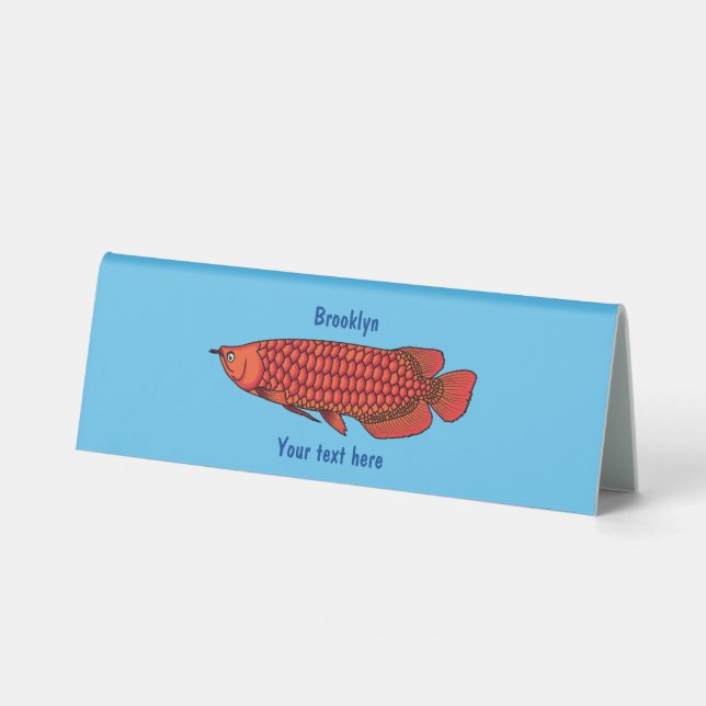 Red Arowana fish cartoon illustration Table Tent (Front)