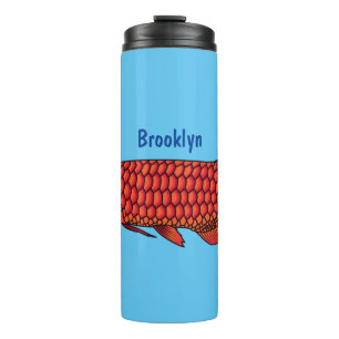 Red Arowana fish cartoon illustration Thermal Tumbler