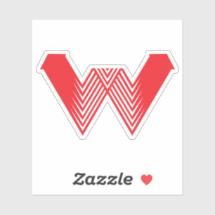 Red Arrow Creative line W letter Sticker