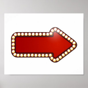 Red Arrow Sign with Lights