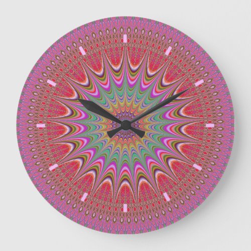 Red Art Abstract Mandala Design Wall Clock