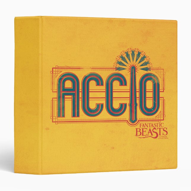 Red Art Deco ACCIO™ Spell Graphic 3 Ring Binder (Front/Spine)