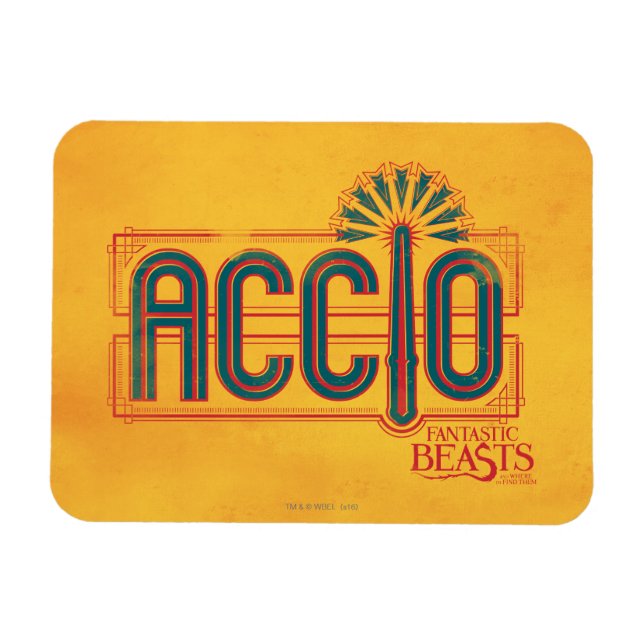 Red Art Deco ACCIO™ Spell Graphic Magnet (Horizontal)