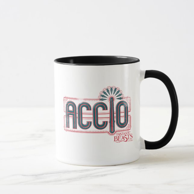 Red Art Deco ACCIO™ Spell Graphic Mug (Right)