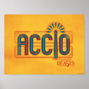 Red Art Deco ACCIO™ Spell Graphic Poster