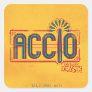 Red Art Deco ACCIO™ Spell Graphic Square Sticker