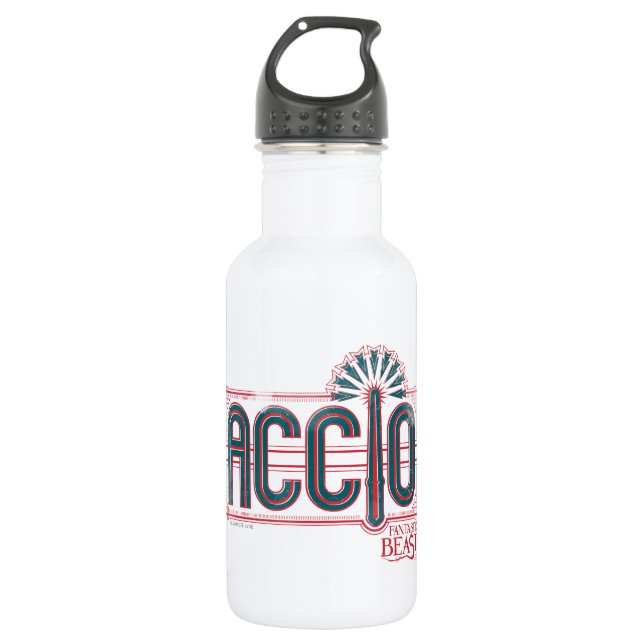 Red Art Deco ACCIO™ Spell Graphic Water Bottle (Front)