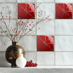 Red Art Deco  Ceramic Tile<br><div class="desc">Beautiful  red shiny ceramic tile with a floral center and corners.  

THIS IS A PRINTED IMAGE</div>
