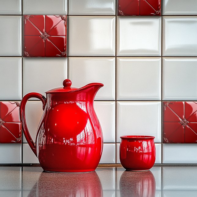 Red Art Deco  Ceramic Tile (Creator Uploaded)