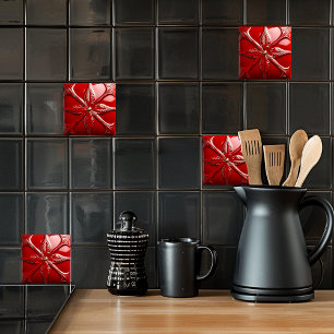 Red Art Deco Ceramic Tile