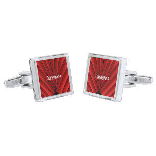 Red Art Deco Design Cufflinks
