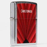 Red Art Deco Design Zippo Lighter