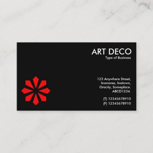 Red Art Deco Flower Symbol - Black Business Card Templates