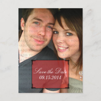 Red Art Deco Frame Save the Date Postcard