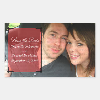 Red Art Deco Frame Save the Date Stickers