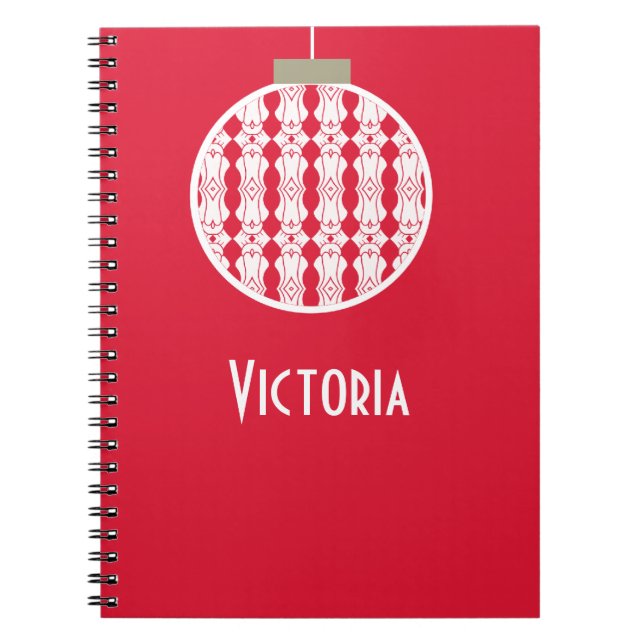 Red Art Deco Ornament Notebook (Front)