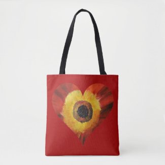Red Art Flower HeartCustom All-Over-Print Tote Bag