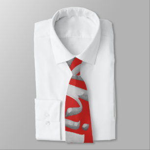 Red Artistic Bold Lettering Zen Brush Calligraphy Neck Tie