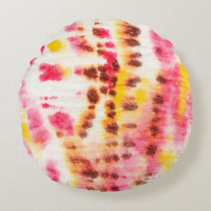 Red Artistic Dirty. Tie Dye Texture. Gray Brush Pa Round Pillow