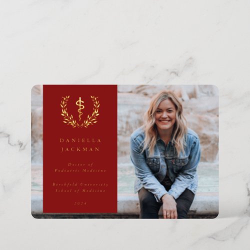 Red Asclepius Medical Graduation Announcement