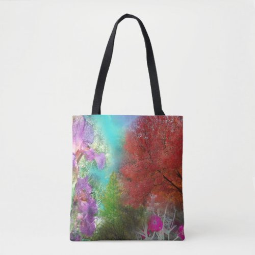 Red Ash Tree Iris and Lychnis  Tote Bag