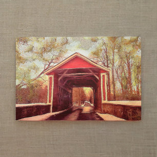 Red Ashland Covered Bridge  Metal Art Print