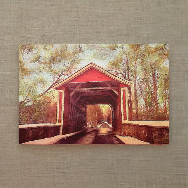 Red Ashland Covered Bridge  Metal Art Print (Creator Uploaded)