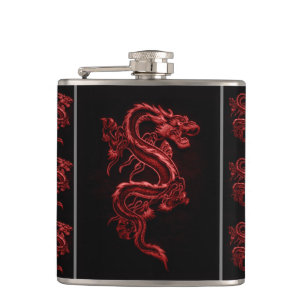 Red Asian Dragon Flask