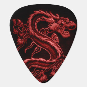 Red Asian Dragon Guitar Pick