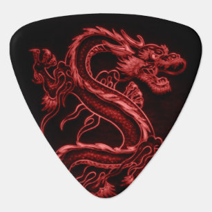 Red Asian Dragon Triangle Guitar Pick