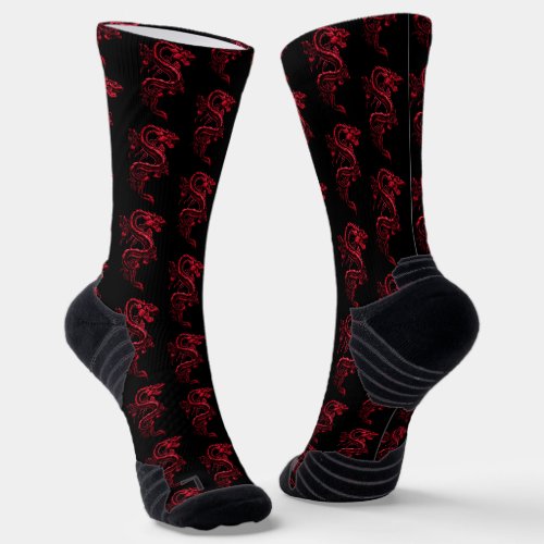 Red Asian Dragons Socks