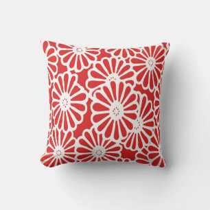 Red Asian Moods Floral Throw Pillow