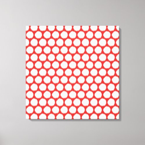 Red Asian Moods Ikat Dots Canvas Print