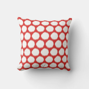 Red Asian Moods Ikat Dots Throw Pillow