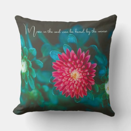 Red aster flower throw pillow