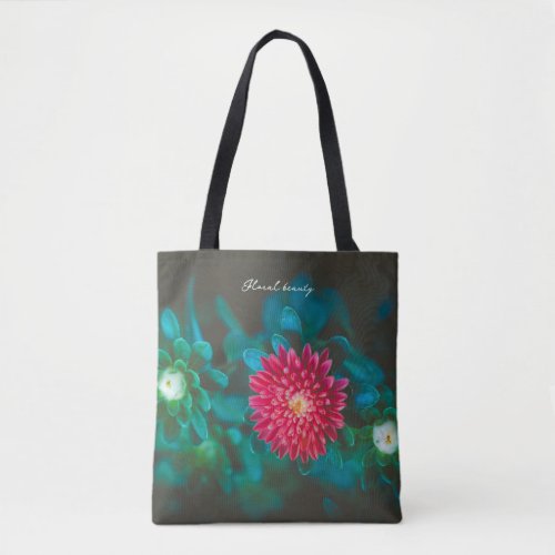 Red aster flower tote bag