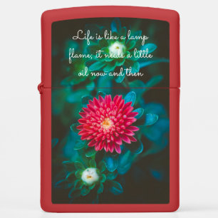 Red aster flower zippo lighter