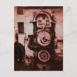 Red Astronomical Clock Postcard