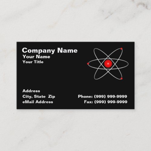 Red Atom Against a Black Background Business Card Templates