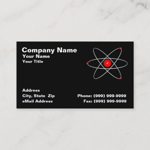Customizable Red Atom Against a Black Background Business Card Templates