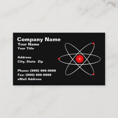 Red Atom Against a Black Background Business Card Template