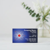 Red Atom Against a Blue Graduated Background Business Card (Standing Front)