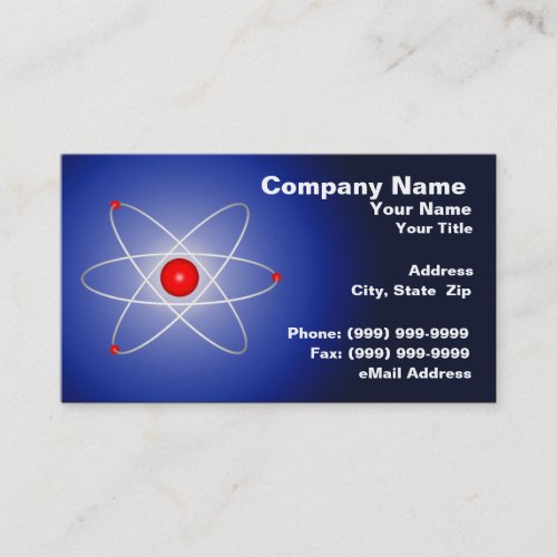 Red Atom Against a Blue Graduated Background Business Card Templates