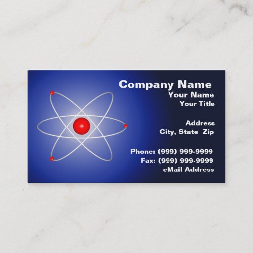 Customizable Red Atom Against a Blue Graduated Background Business Card Templates