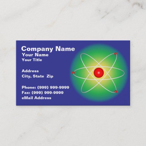 Customizable Red Atom Against a Graduated Background Business Cards