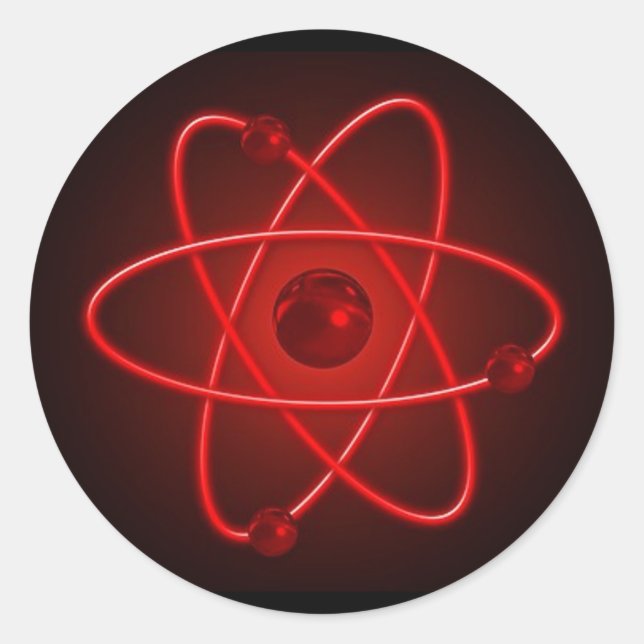 Red Atom Classic Round Sticker (Front)