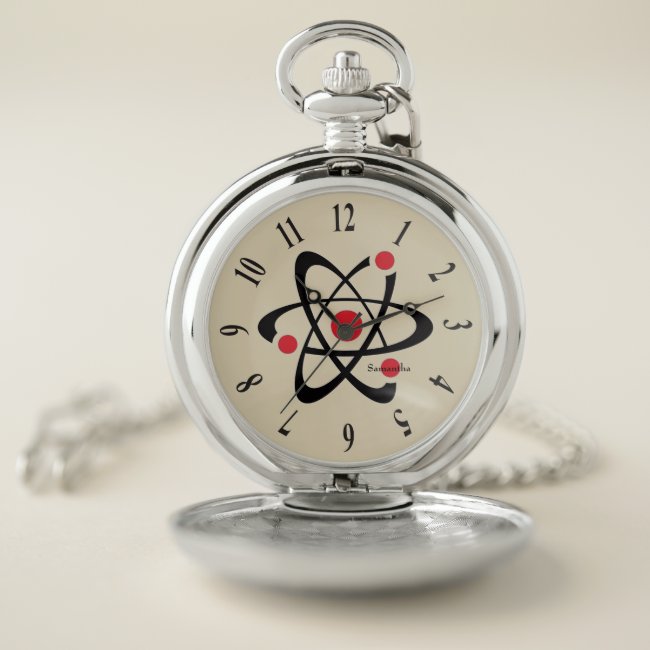 Red Atom Design Pocket Watch