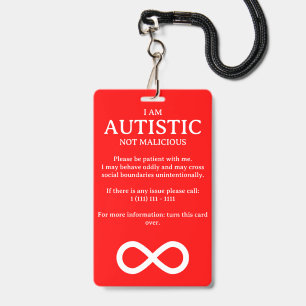 Red Attention Grabbing Autism Info Badge