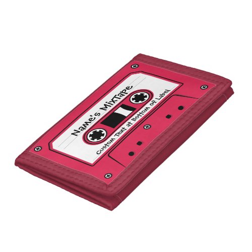 Red Audio Cassette Tape Trifold Wallet