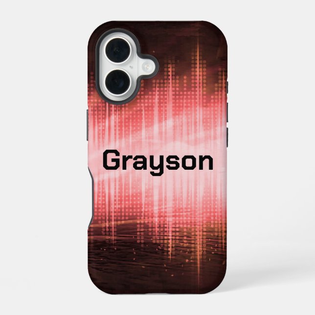 Red Audio Waves Iphone Case (Back)